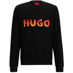 HUGO Cotton-terry sweatshirt with puffed flame logo