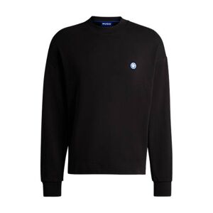 HUGO Cotton-terry sweatshirt with smiley-face logo patch
