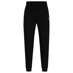 HUGO Cotton-terry tracksuit bottoms with blue logo patch