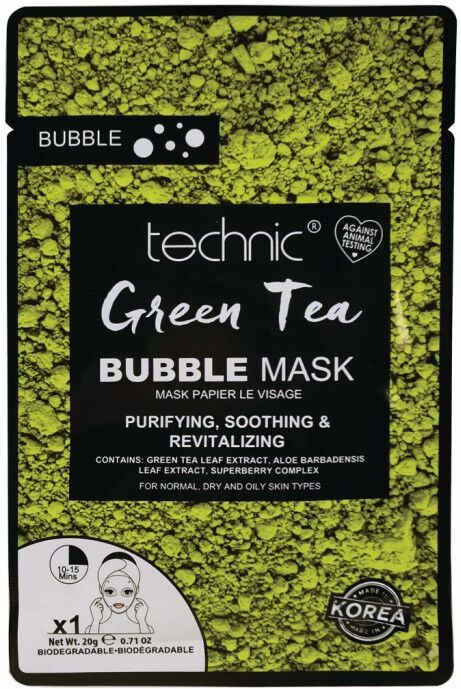 Technic Bubble Tea Sheet Mask Green Tea 1 kpl Kasvonaamio