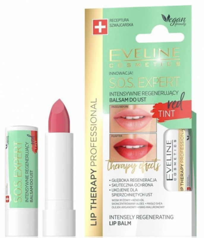 Eveline Lip Therapy S.O.S Expert Regenerating Lip Balm Red Tint 1 kpl Huulirasva