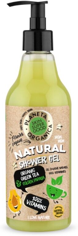 Planeta Organica Natural Organic Green Tea &amp; Golden Papaya Shower Gel 500 ml Suihkugeeli