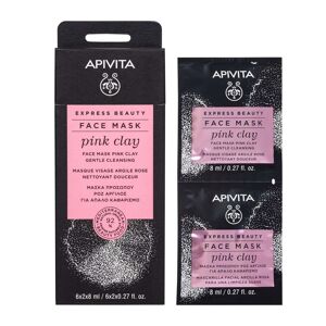 Apivita Express Beauty - Pink Clay Maschera Viso Detersione Delicata, 2 x 8ml