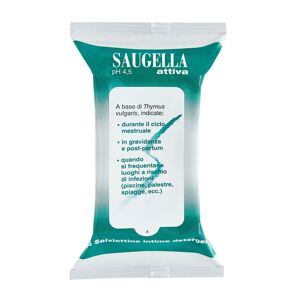 Saugella Attiva - Salviettine Intime con Detergente Intimo a pH 4.5, 15 Pezzi
