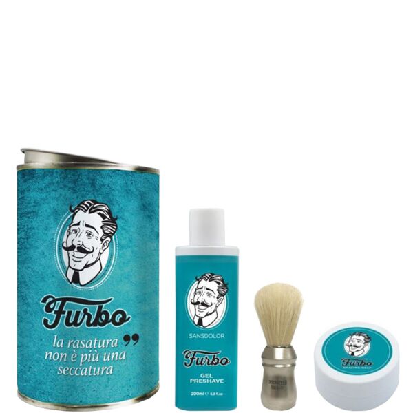 furbo gel preshave sansdolor + shaving soap + pennello da barba confezione 200 ml gel pre barba + 90 ml sapone da barba + pennello da rasatura
