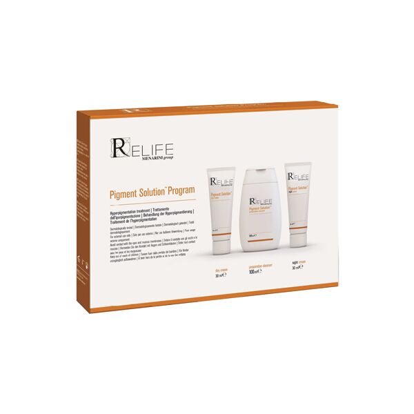 relife pigment solution program kit day cream 30 ml + night cream 30 ml + cleanser 100 ml nuovo packaging multilingua