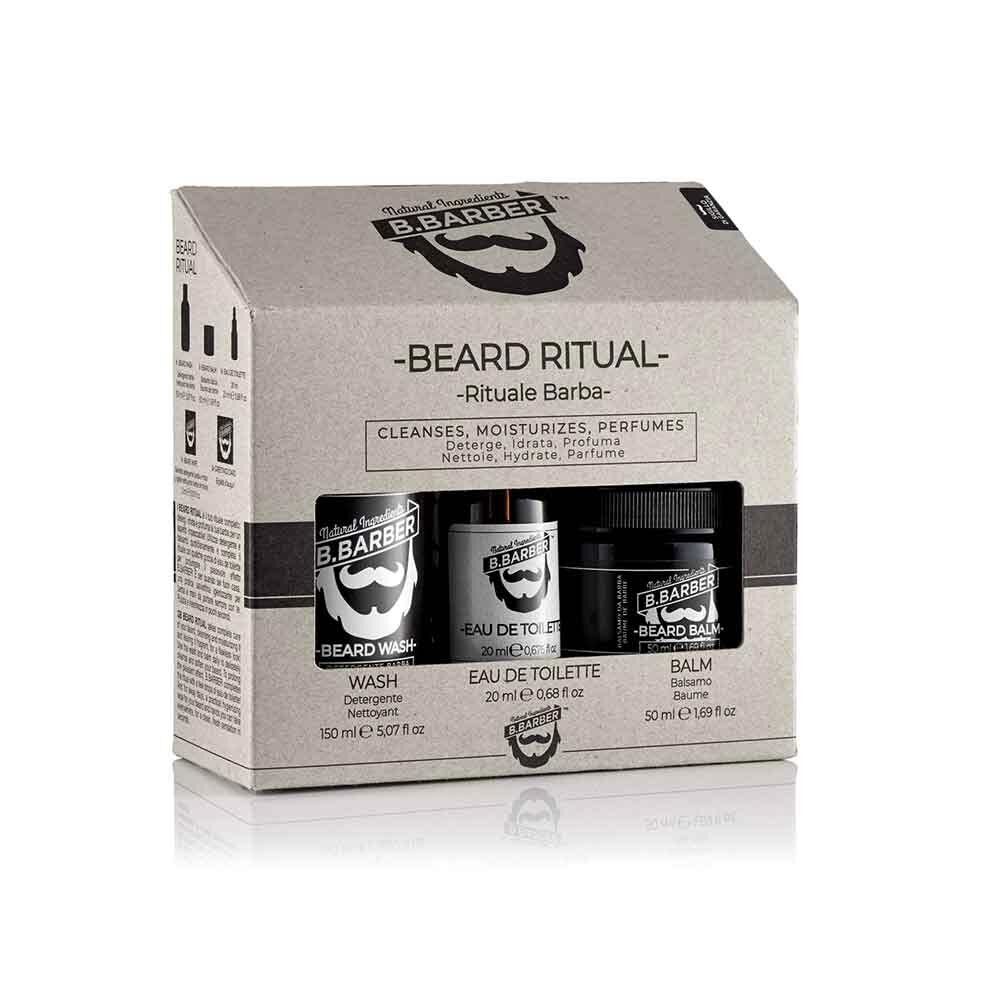 B Barber Beard Ritual Kit Detergente 150ml + Profumo 20ml + Balsamo 50ml