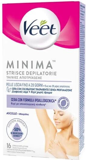 VEET Minima Strisce Depilatorie Ascelle Ipoallergeniche 16 Pezzi