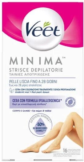 VEET Minima Strisce Depilatorie Corpo Gambe Ipoallergeniche 16 Pezzi