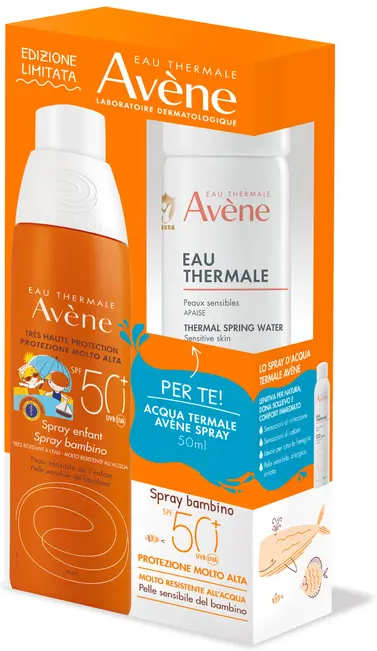 Avene solari spray bambini 50+ 200 ml + spray acqua 50 ml