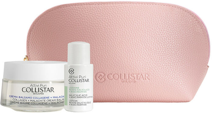 Collistar Attivi Puri Balsamo Collagene + Malachite Cofanetto 50 ML Crema Viso + 15 ML Lozione Viso + Pochette