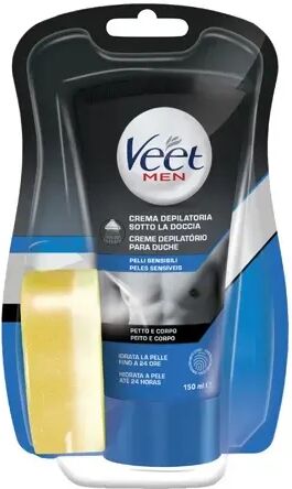 Veet For Men Crema Depilatoria Sotto La Doccia Pelle Sensibile Petto e Corpo 150 ml