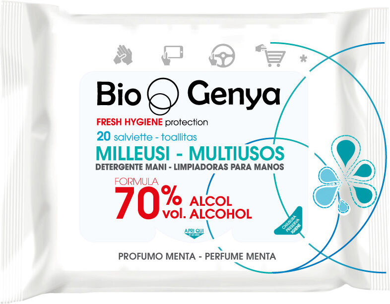 BIOGENYA milleusi igienizzanti 70% alcool salviette 20 pezzi