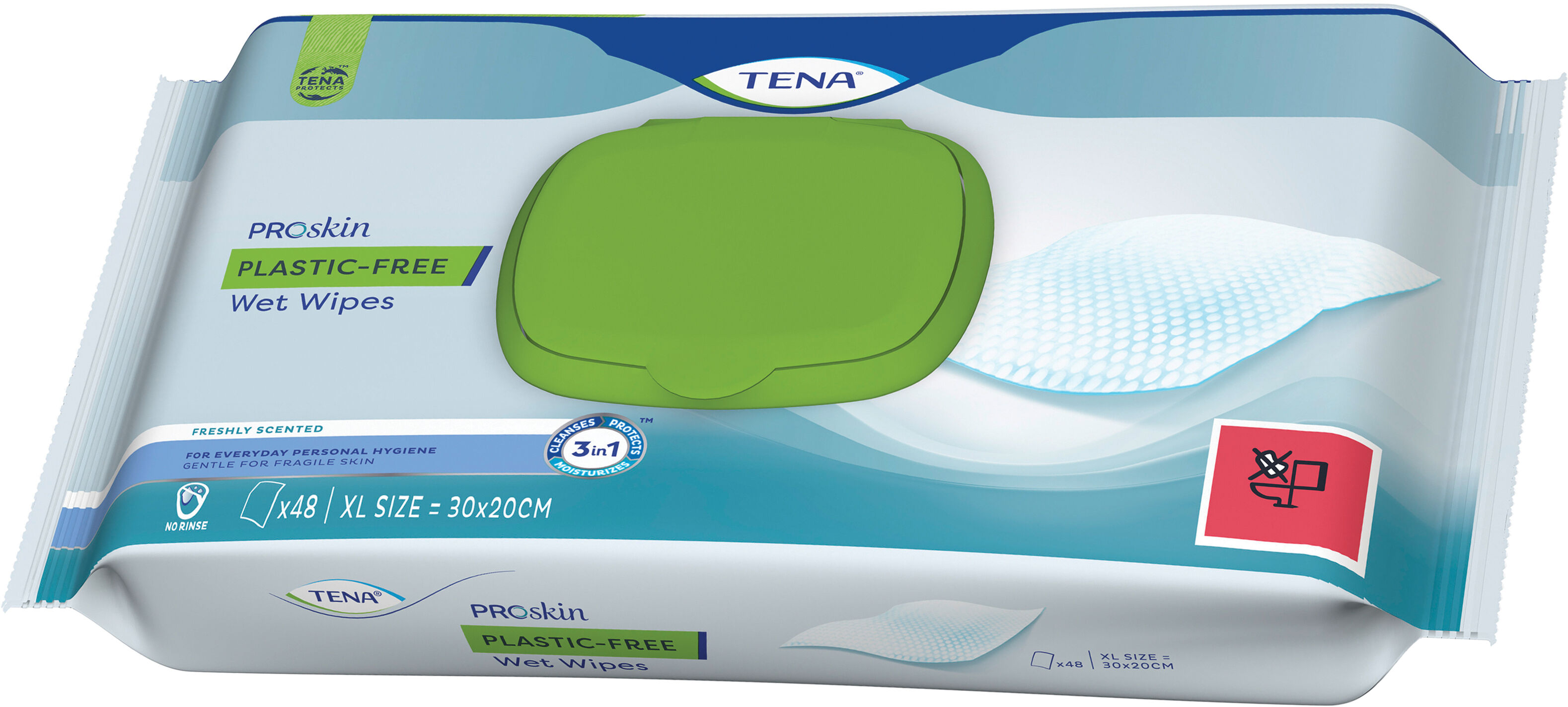 TENA wet wipes plastic free 48 pezzi