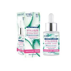 Victoria Beauty Hyaluron Serum hoge dosis met biologische aloë vera, natuurlijk gezichtsserum voor de gevoelige huid met hyaluronzuur, veganistisch, 96% natuurlijke ingrediënten, 30 ml