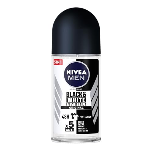 NIVEA Invisible Power Roll-on voor mannen, zwart en wit, 50 ml, 6x50 ml