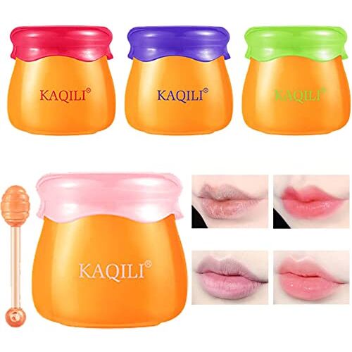 Yajexun Honing Lippenbalsem,4 stuks Anti-kraak Slaapbijenbalsem   0.35 Oz Bee Lippenbalsem Propolis 's Nachts Met Lippenborstel Lippenbalsem Propolis Voeding Vervagen Lippenlijnen