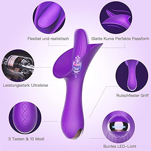 liwend G-spot tongvibrator voor je vibrator met clitorisstimulatie G-punt-vibrators voor tonglekkage, waterdicht, 10 stimulatie-stimulator seksspeelgoed, tongvibrator, licking