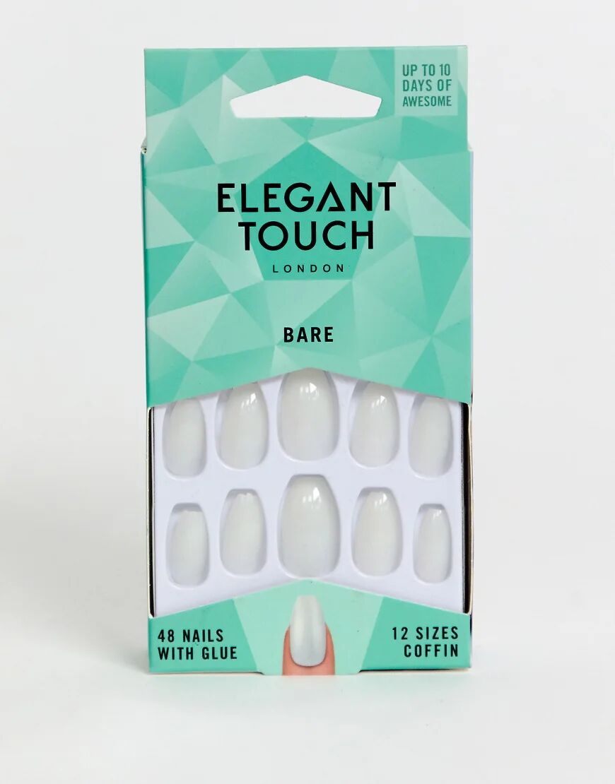 Elegant Touch Totally Bare Coffin False Nails-Clear  Clear