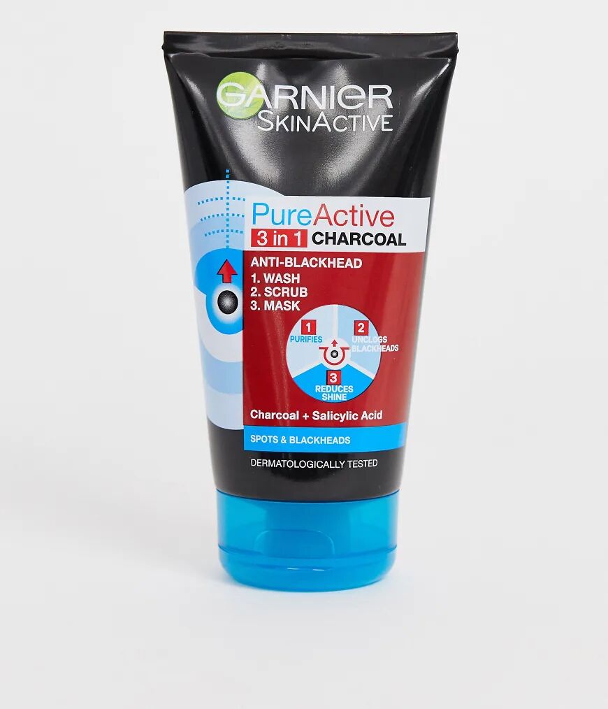 Garnier Pure Active 3in1 Charcoal Blackhead Mask Wash Scrub 150ml-No colour  No colour