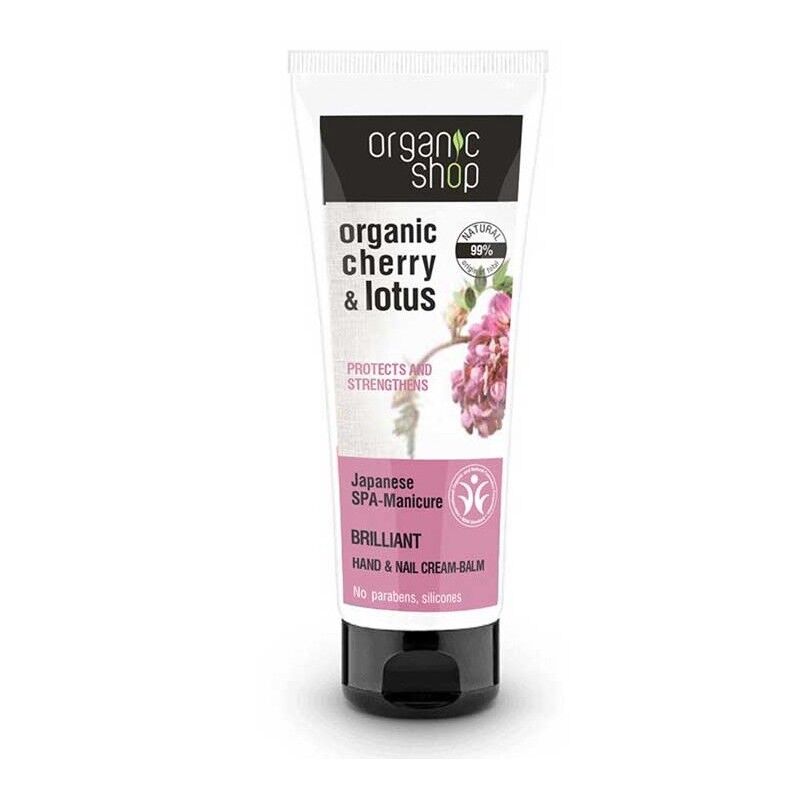 Organic Shop Organic Cherry & Lotus Brilliant Hand & Nail Cream-Balm 75 ml Håndkrem
