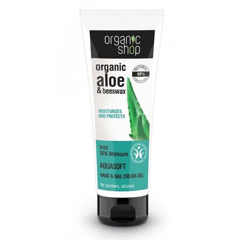 Organic Shop Organic Aloe & Beeswax Aquasoft Hand & Nail Cream-Gel 75 ml Håndkrem