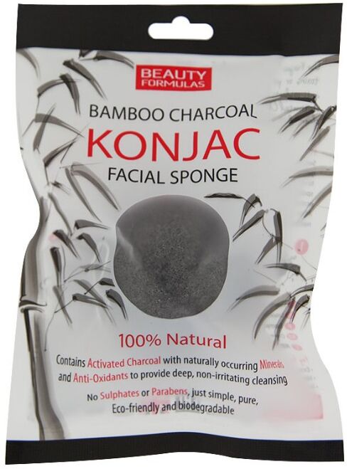 Beauty Formulas Bamboo Charcoal Konjac Facial Sponge 1 stk Ansiktssvamp