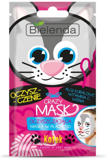 Bielenda Crazy Mask Cat Cleansing Sheet Mask 1 stk Ansiktsmaske