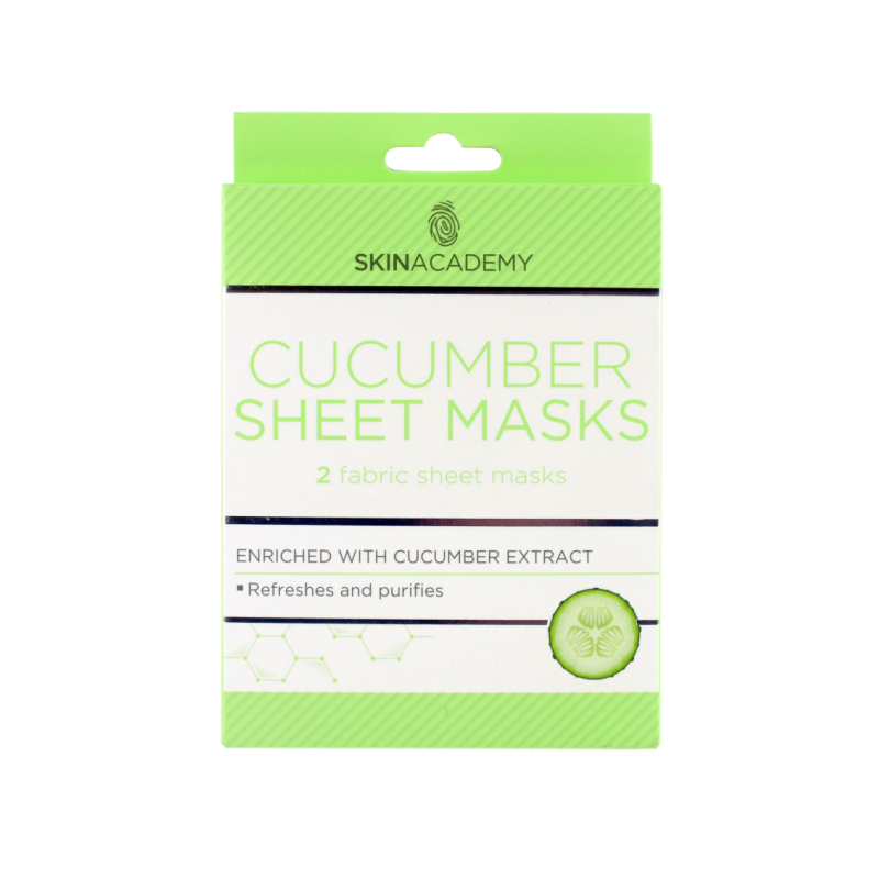 Skin Academy Cucumber Sheet Masks 2 stk Ansiktsmaske