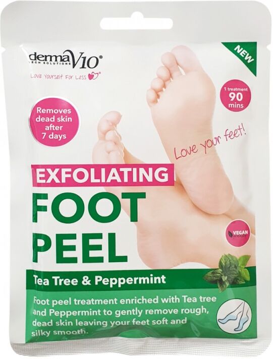 DermaV10 Exfoliating Foot Peel Tea Tree & Peppermint 1 par Fotmaske