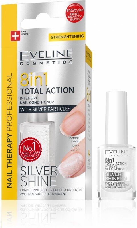 Eveline Nail Therapy 8in1 Total Action Conditioner Silver Shine 12 ml Neglepleie