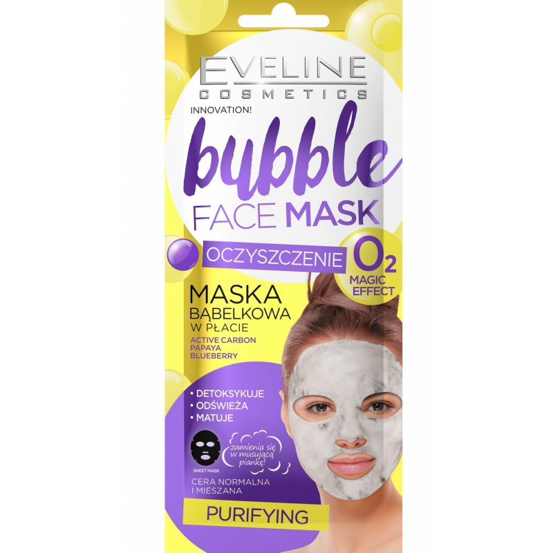 Eveline Bubble Face Sheet Mask Purifying 1 stk Ansiktsmaske