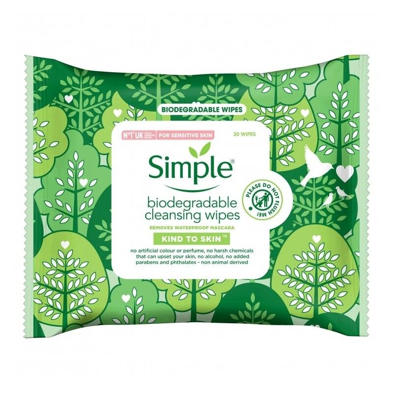 Simple Kind to Skin Biodegradable Cleansing Wipes 25 stk Renseservietter