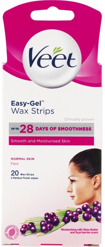 Veet Easy-Gel Cold Wax Strips Face 20 stk Hårfjerning