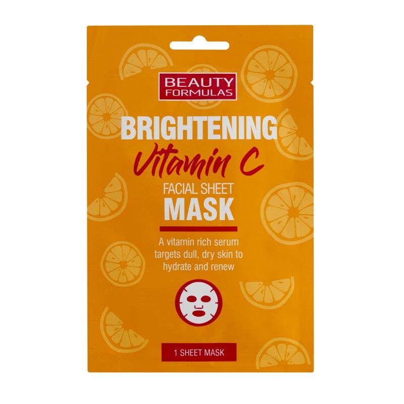 Beauty Formulas Brightening Vitamin C Facial Sheet Mask 1 pcs Ansiktsmaske