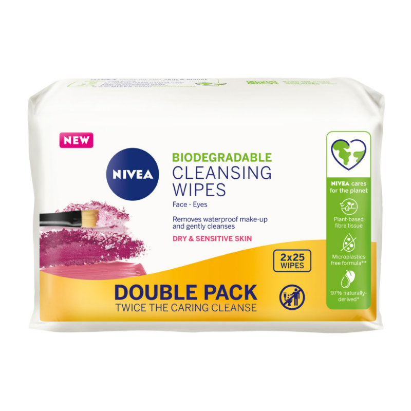 Nivea 3-in-1 Gentle Cleansing Wipes 2 Pack 2 x 25 pcs Renseservietter