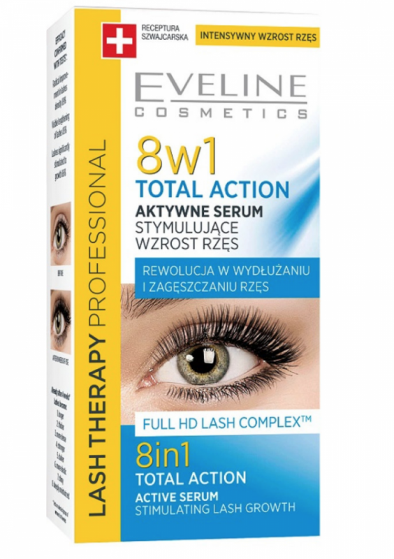 Eveline Lash Therapy 8in1 Total Action Eyelash Serum 3 ml Øyevippeserum