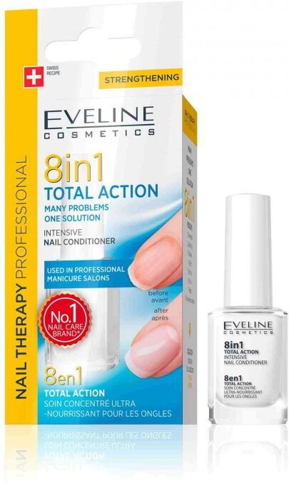 Eveline Nail Therapy 8in1 Total Action Nail Conditioner With Formaldehyde 12 ml Neglepleie