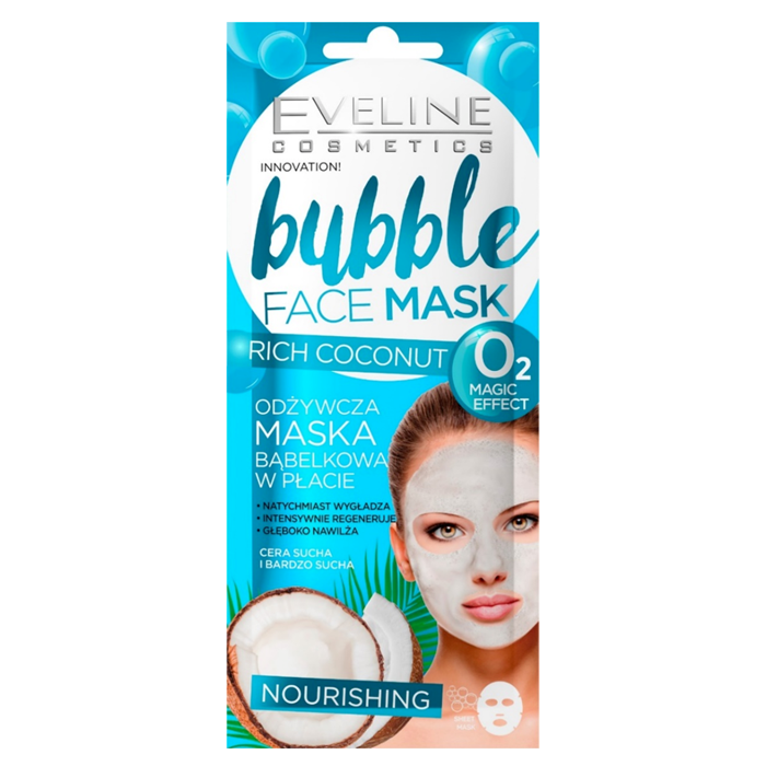 Eveline Bubble Face Mask Nourishing Coconut 1 pcs Ansiktsmaske