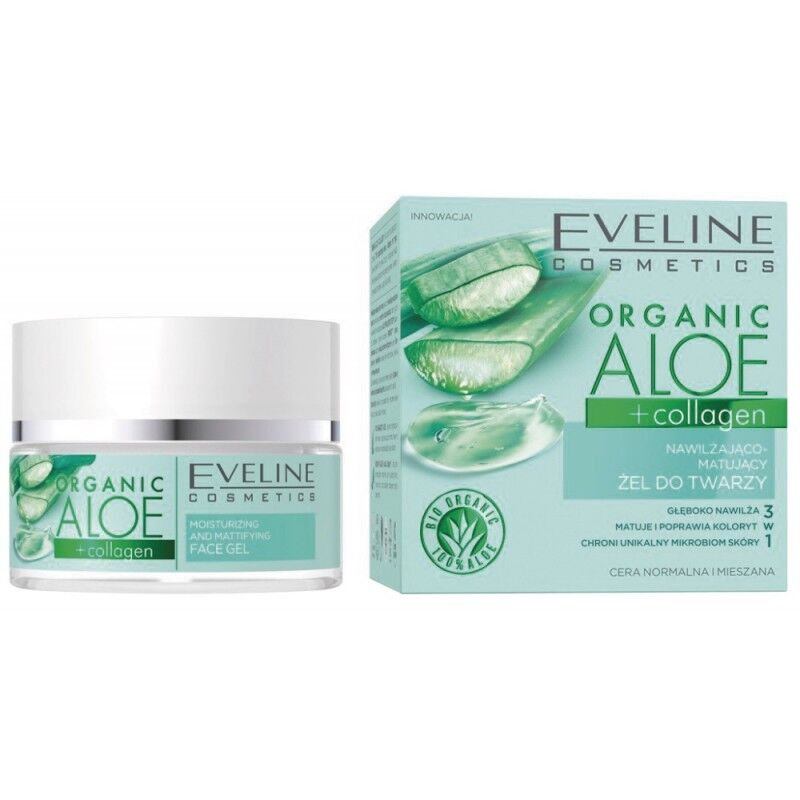Eveline Organic Aloe & Collagen Moisturizing & Mattifying Face Gel 50 ml Ansiktsgel