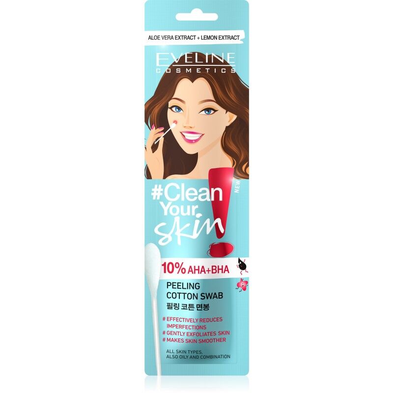 Eveline Clean Your Skin 10% AHA + BHA Peeling Cotton Swab 1 stk Ansiktsrens