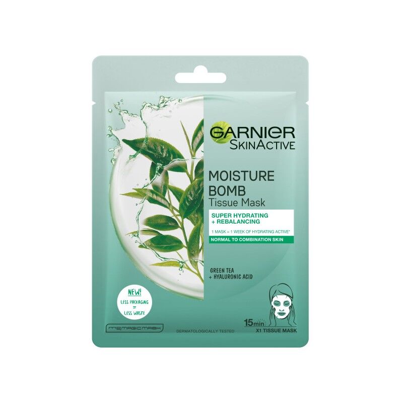 Garnier Moisture Bomb Super Hydrating & Rebalancing Green Tea Tissue Mask 1 stk Ansiktsmaske