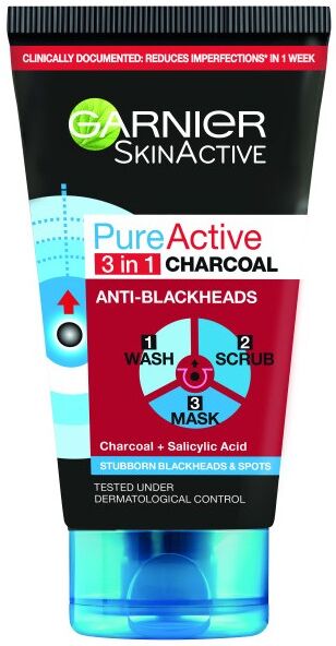 Garnier Pure Active 3 In 1 Charcoal Anti Blackheads 150 ml Ansiktsskrubbe