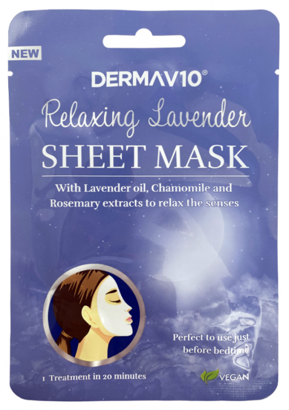 DermaV10 Lavender Sheet Mask 1 stk Ansiktsmaske