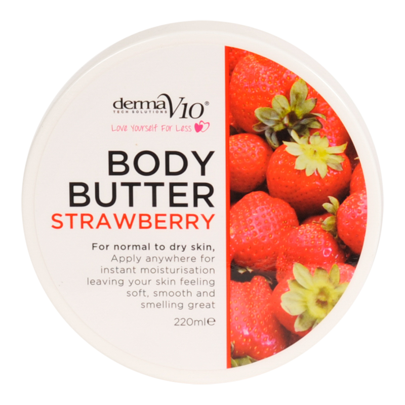 DermaV10 Strawberry Body Butter 220 ml Kroppskrem