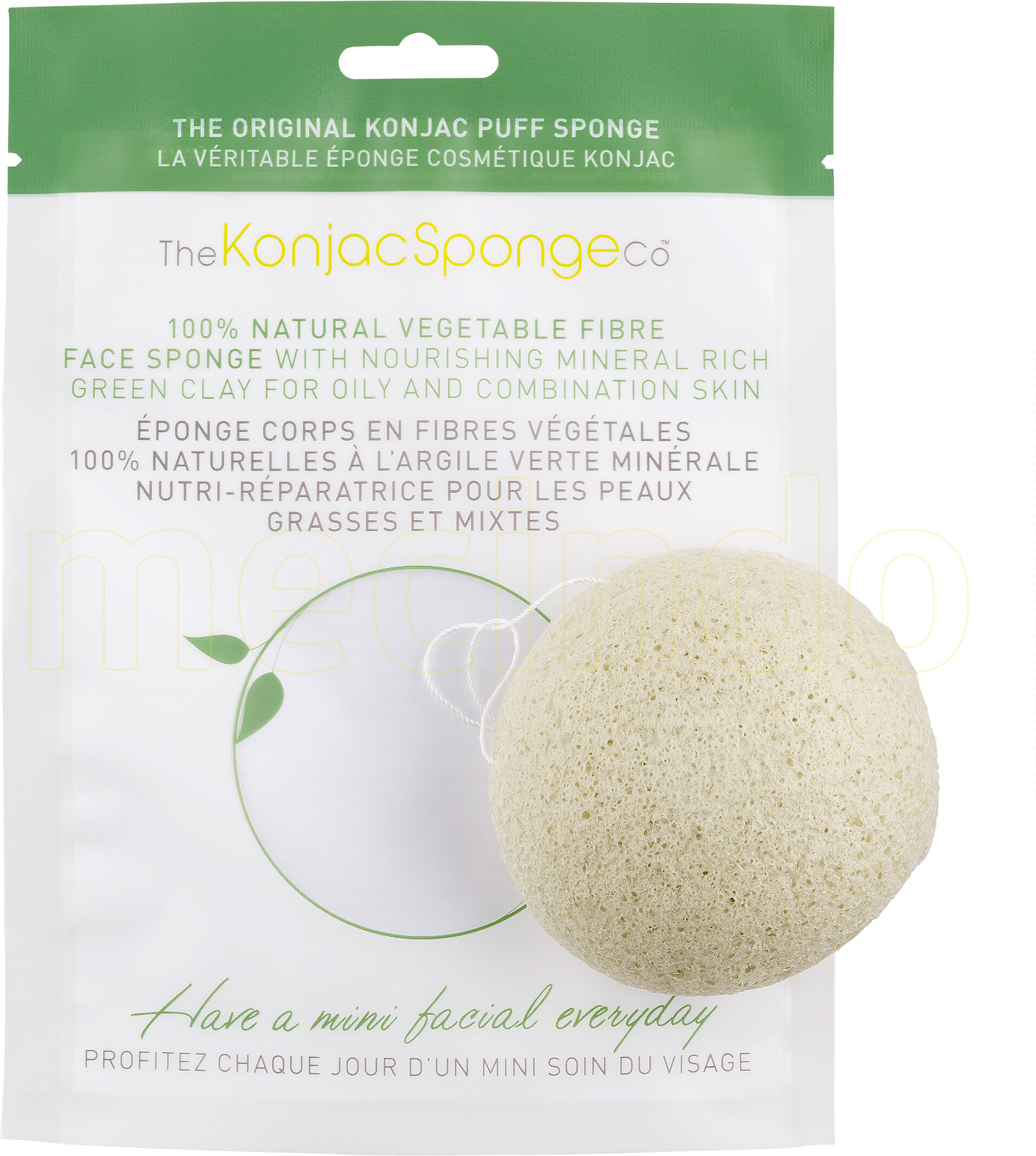 Konjac Sponge Company Svamp til norm.fedtet hud grøn Den originale Konjac Sponge - 1 stk