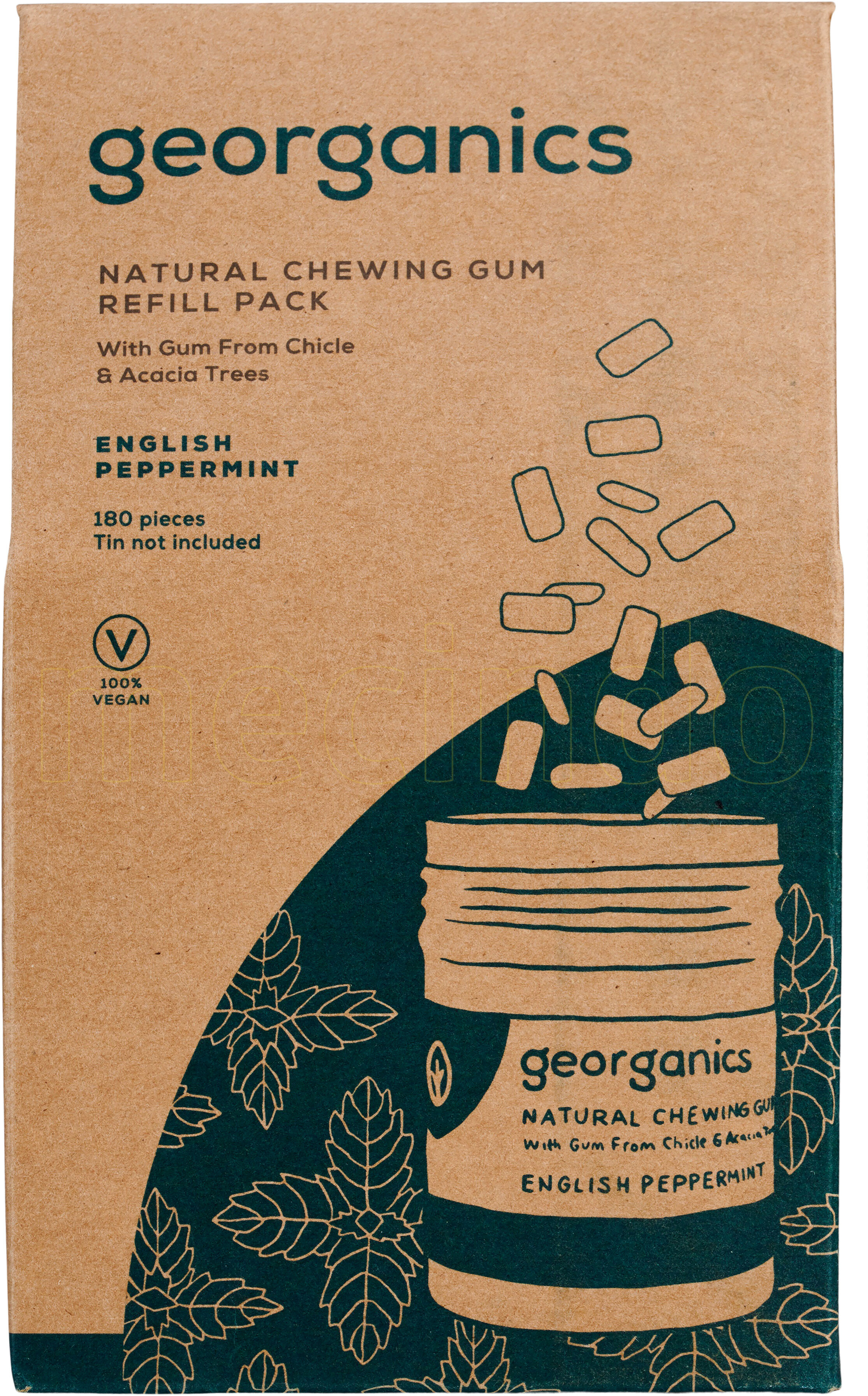 Georganics Tyggegummi Pebermynte 180 Stk (Refill) - 285 g