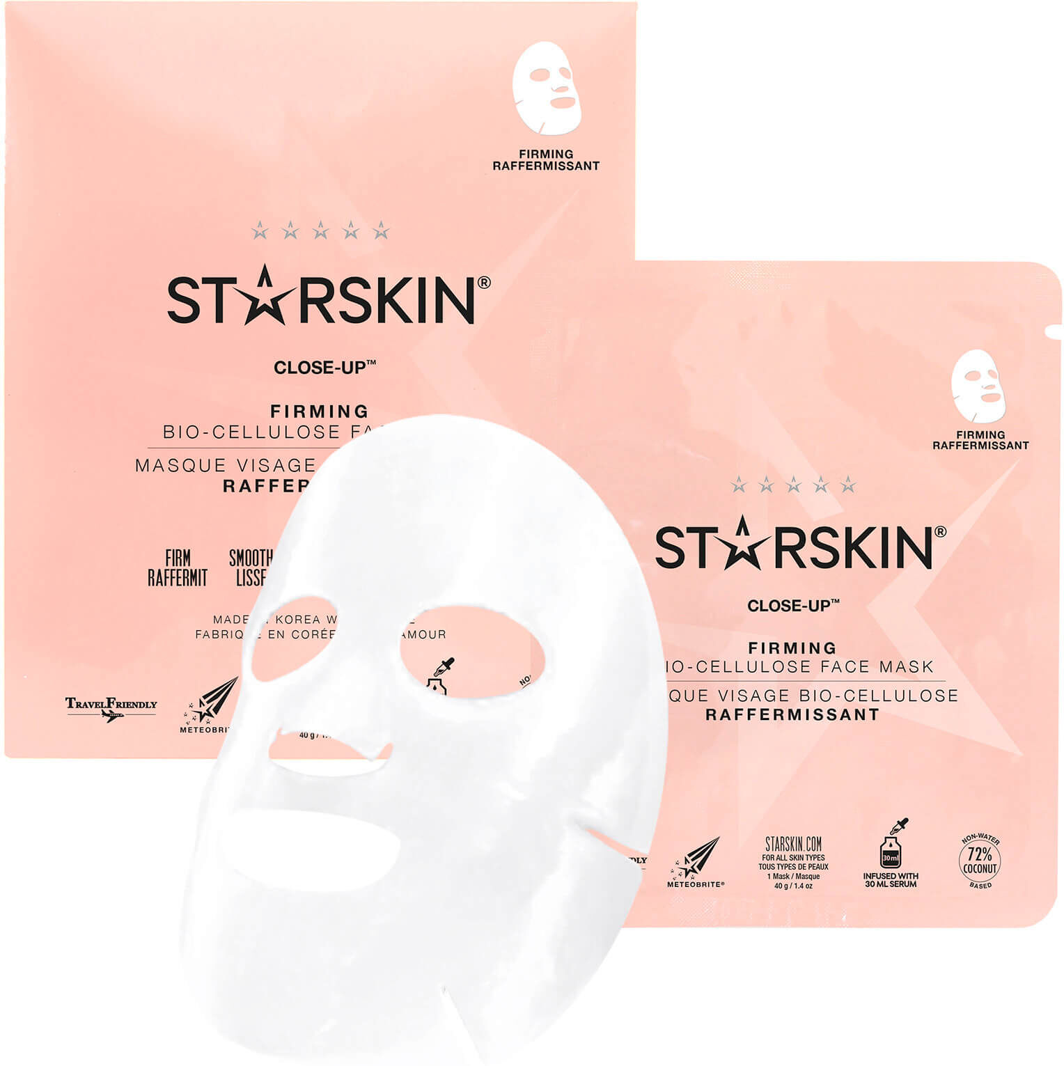 STARSKIN Close-Up™ Coconut Bio-Cellulose Second Skin Firming Face Mask