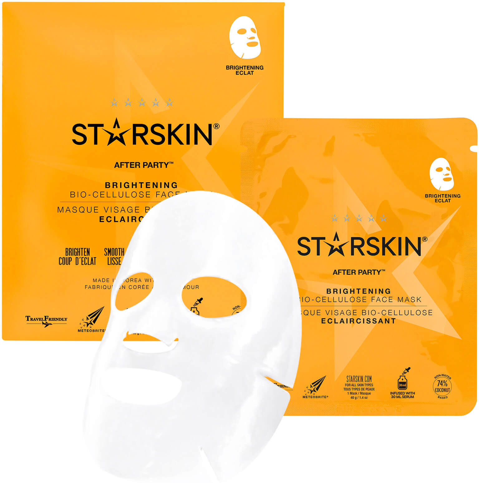 STARSKIN After Party™ Coconut Bio-Cellulose Second Skin Brightening Face Mask