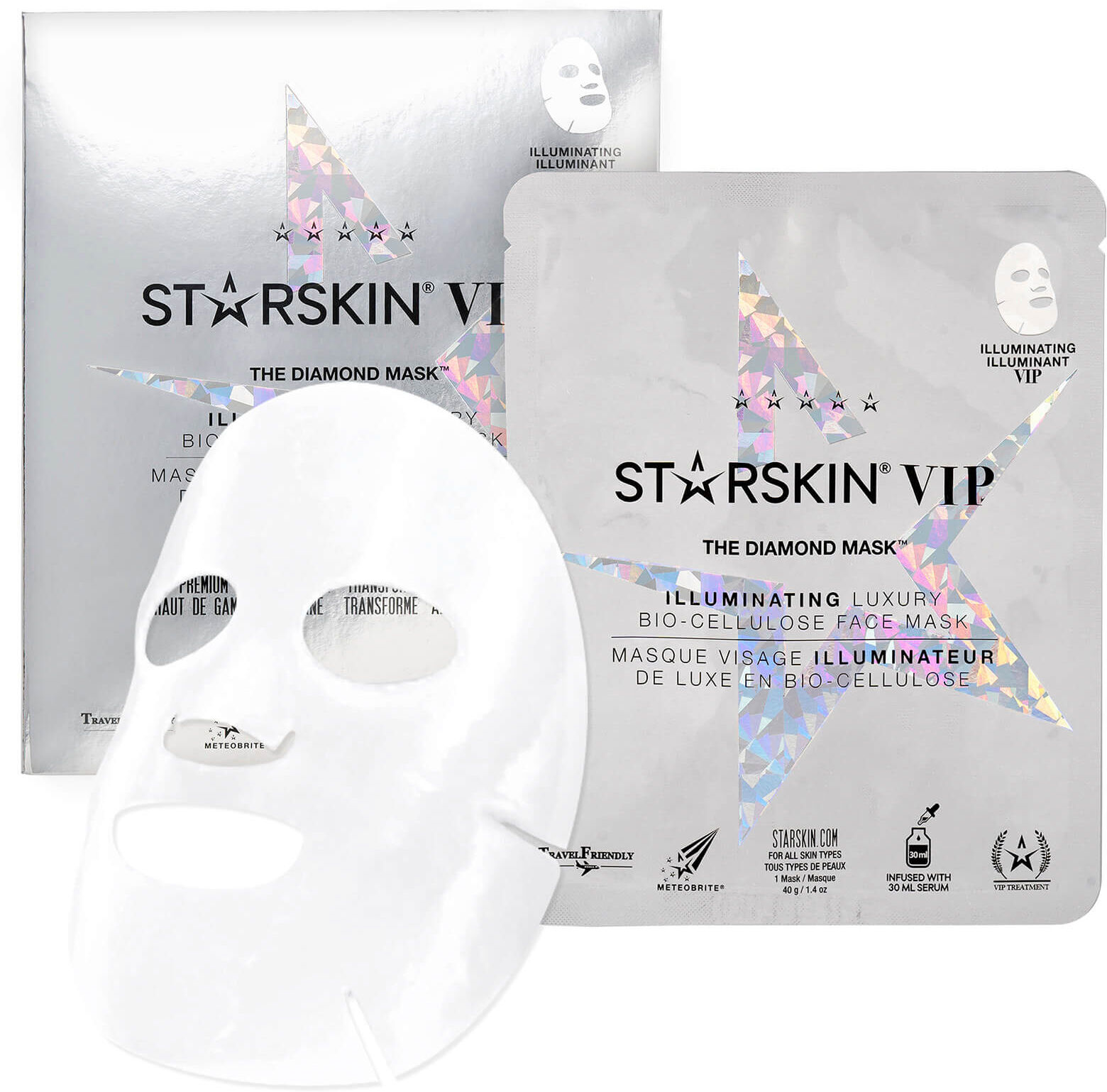 STARSKIN The Diamond Mask™ VIP Illuminating Coconut Bio-Cellulose Second Skin Face Mask